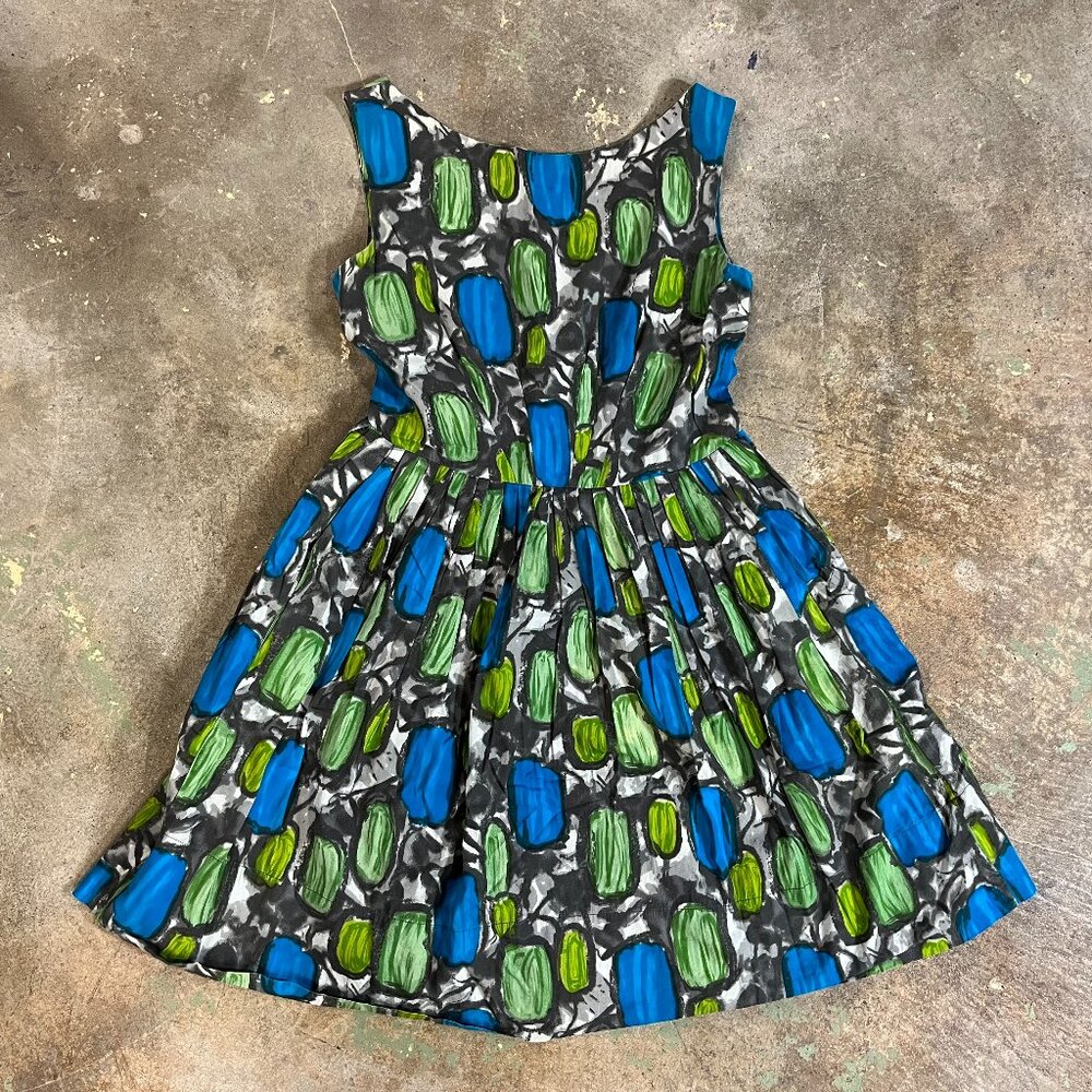Stylish Blue and Green Patterned Dress